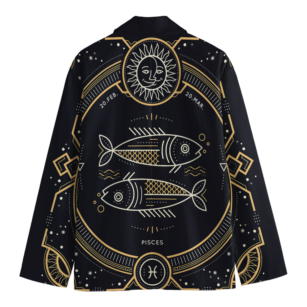 Vintage Pisces Zodiac Sign Print Men's Cotton Blazer
