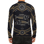Vintage Pisces Zodiac Sign Print Men's Long Sleeve Rash Guard