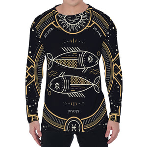 Vintage Pisces Zodiac Sign Print Men's Long Sleeve T-Shirt