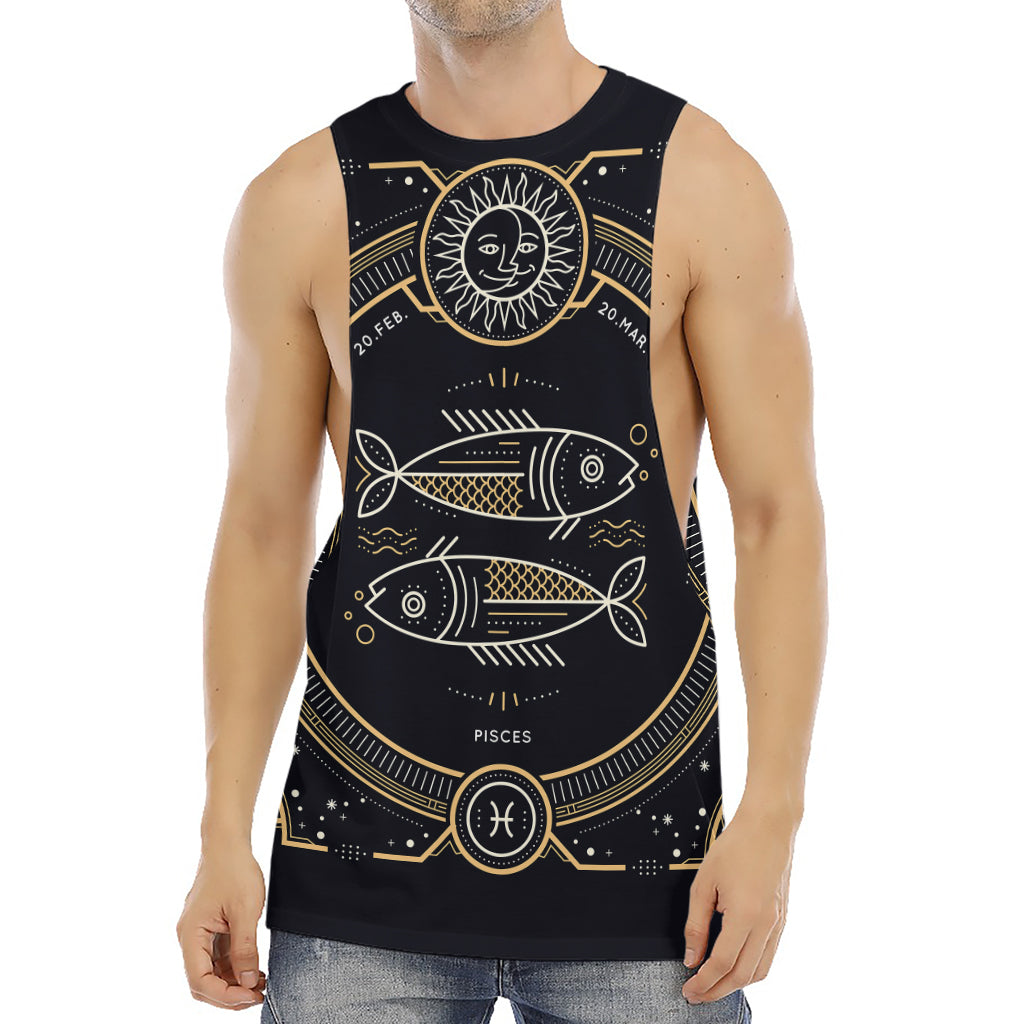 Vintage Pisces Zodiac Sign Print Men's Muscle Tank Top