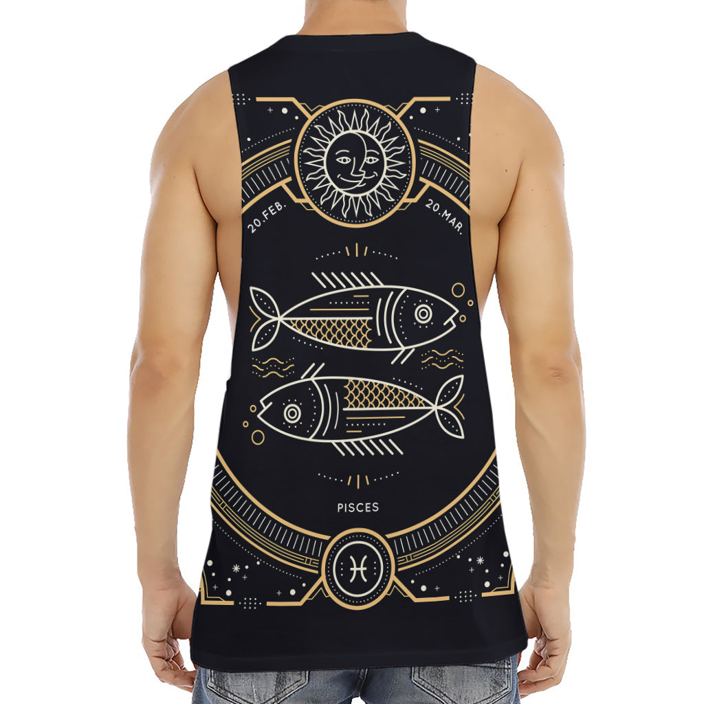 Vintage Pisces Zodiac Sign Print Men's Muscle Tank Top