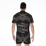 Vintage Pisces Zodiac Sign Print Men's Rompers