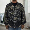 Vintage Pisces Zodiac Sign Print Men's Shirt Jacket