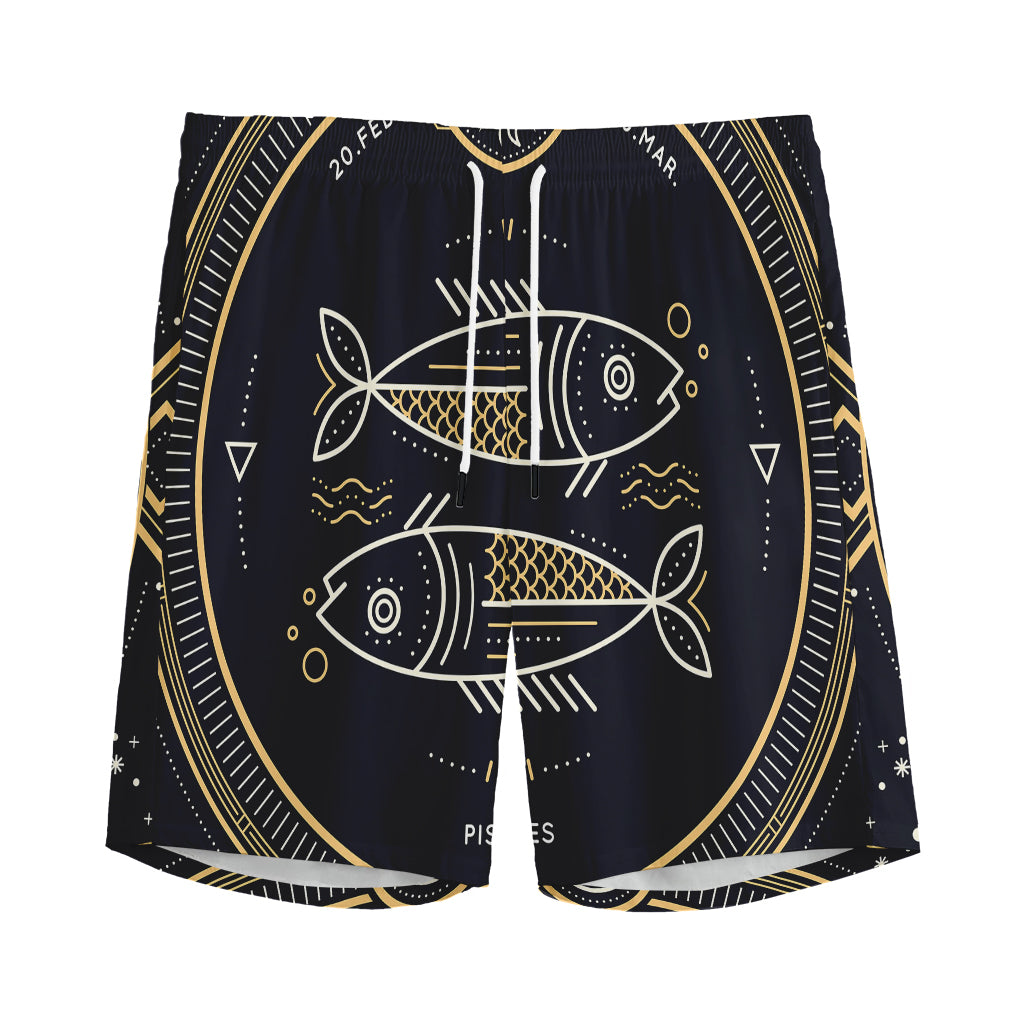Vintage Pisces Zodiac Sign Print Men's Sports Shorts