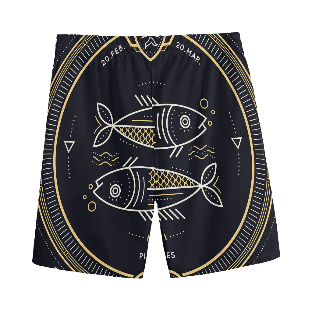Vintage Pisces Zodiac Sign Print Men's Sports Shorts