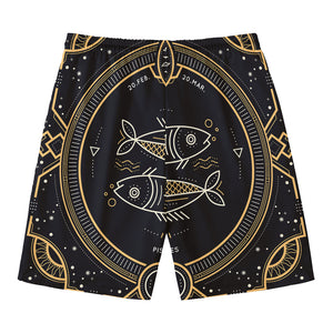 Vintage Pisces Zodiac Sign Print Men's Swim Trunks