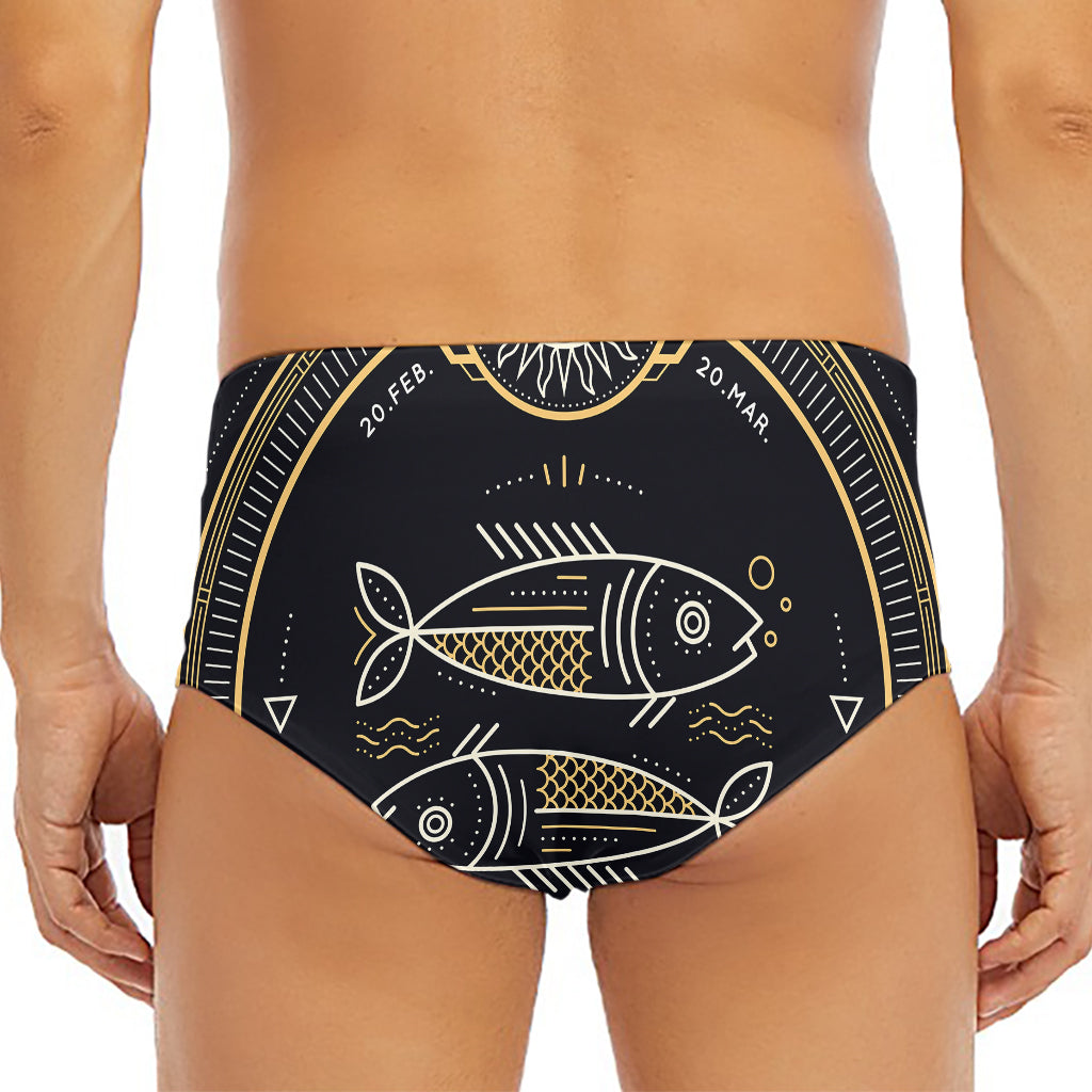Vintage Pisces Zodiac Sign Print Men's Triangle Swim Briefs