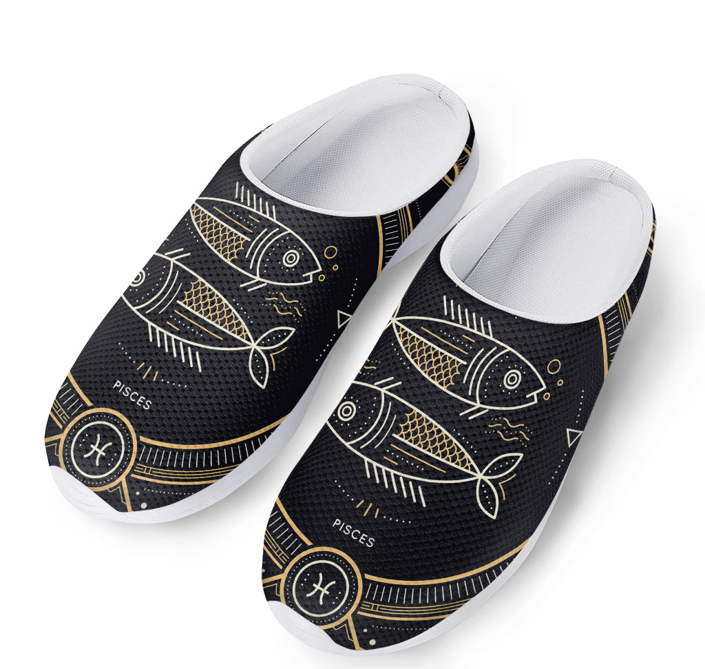 Vintage Pisces Zodiac Sign Print Mesh Casual Shoes