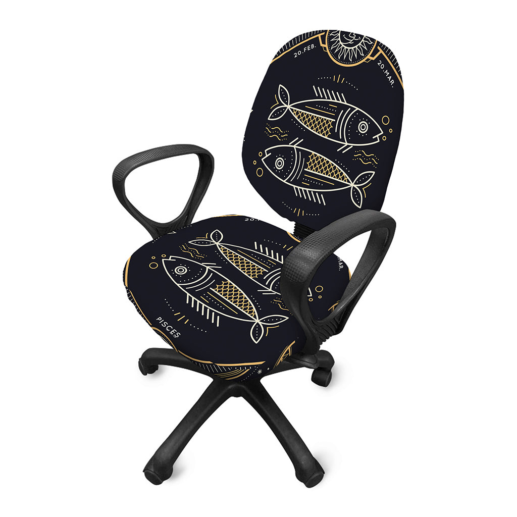 Vintage Pisces Zodiac Sign Print Office Chair Cover