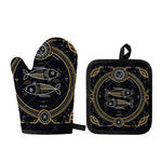 Vintage Pisces Zodiac Sign Print Oven Mitt And Pot Holder Set