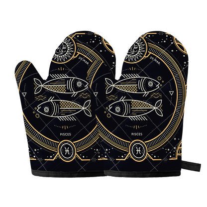 Vintage Pisces Zodiac Sign Print Oven Mitts