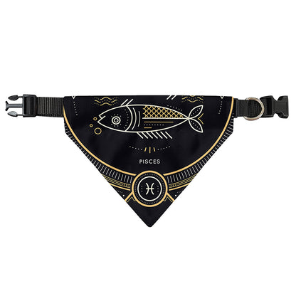 Vintage Pisces Zodiac Sign Print Over The Collar Dog Bandana