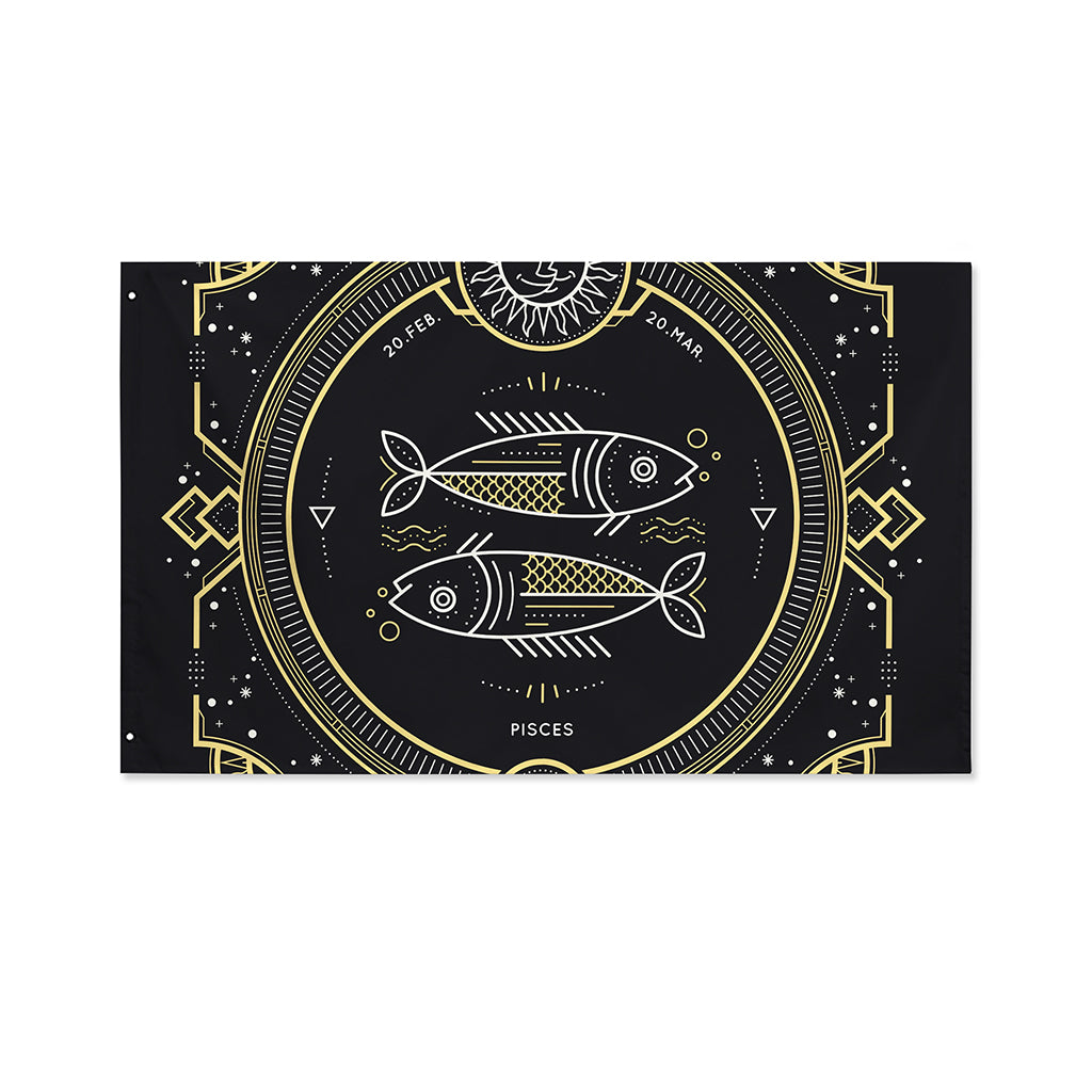 Vintage Pisces Zodiac Sign Print Polyester Flag