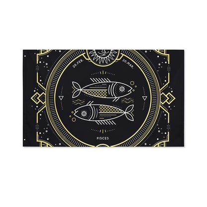 Vintage Pisces Zodiac Sign Print Polyester Flag