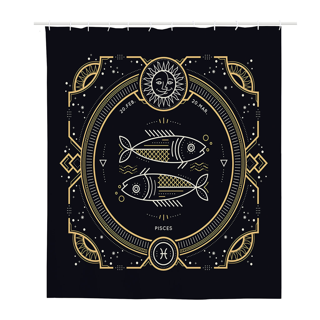 Vintage Pisces Zodiac Sign Print Polyester Shower Curtain