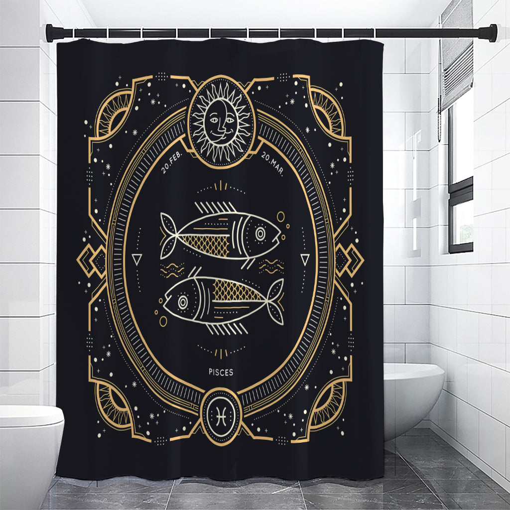 Vintage Pisces Zodiac Sign Print Premium Shower Curtain