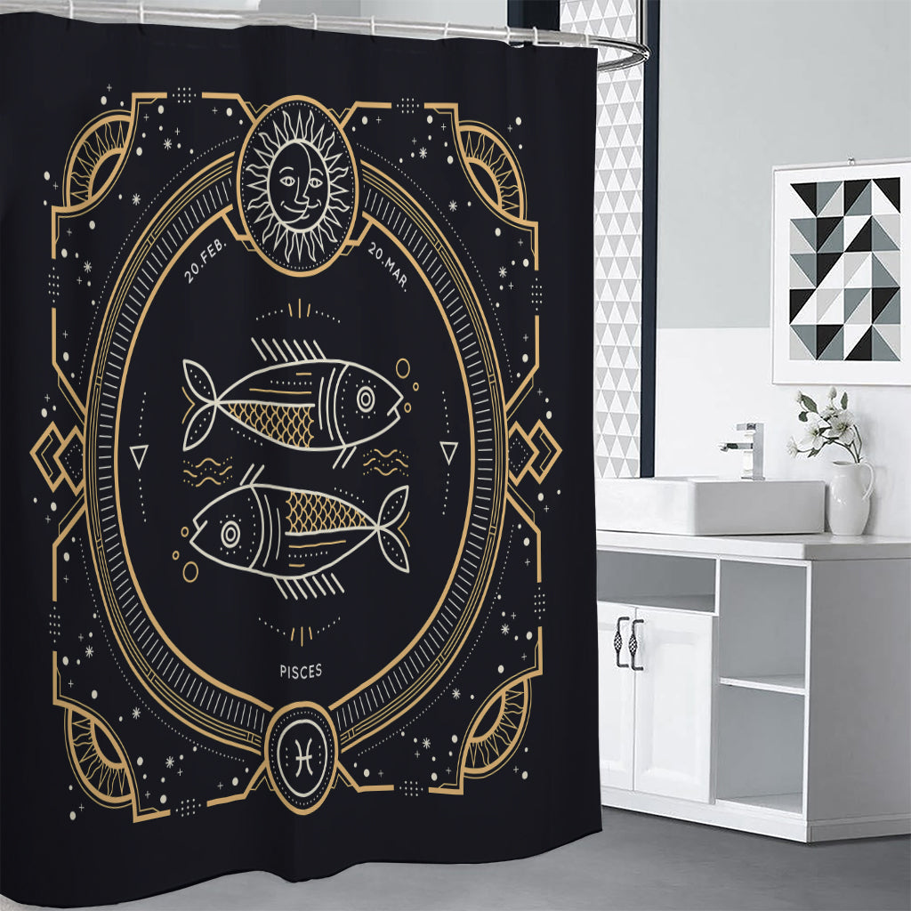 Vintage Pisces Zodiac Sign Print Premium Shower Curtain