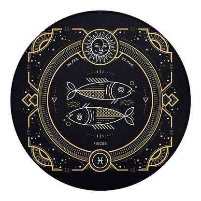 Vintage Pisces Zodiac Sign Print Round Blanket