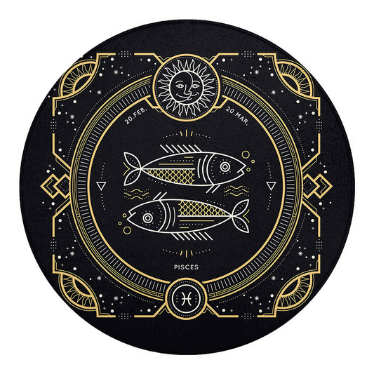 Vintage Pisces Zodiac Sign Print Round Blanket