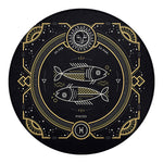 Vintage Pisces Zodiac Sign Print Round Blanket