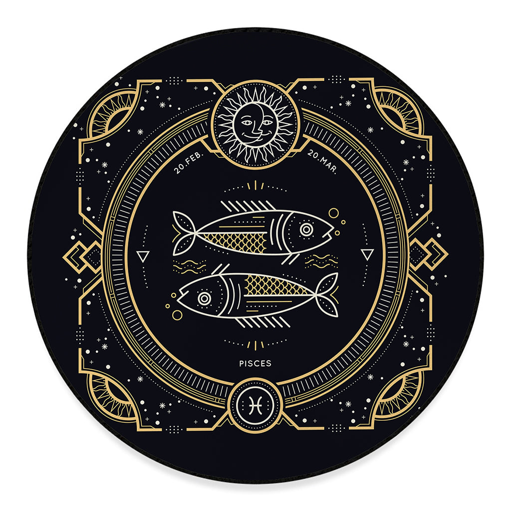 Vintage Pisces Zodiac Sign Print Round Floor Mat