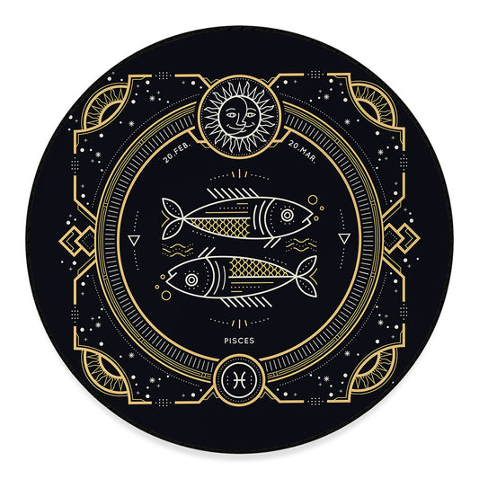Vintage Pisces Zodiac Sign Print Round Floor Mat