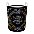 Vintage Pisces Zodiac Sign Print Round Laundry Basket