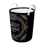 Vintage Pisces Zodiac Sign Print Round Laundry Basket