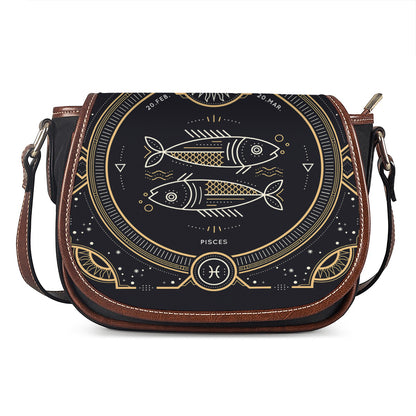 Vintage Pisces Zodiac Sign Print Saddle Bag