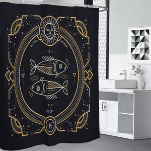 Vintage Pisces Zodiac Sign Print Shower Curtain