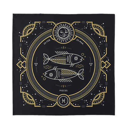 Vintage Pisces Zodiac Sign Print Silk Bandana
