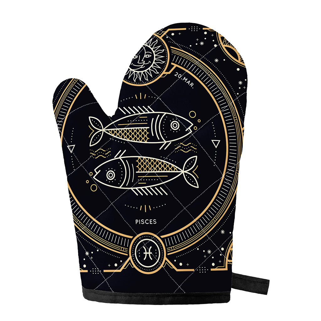 Vintage Pisces Zodiac Sign Print Single Oven Mitt
