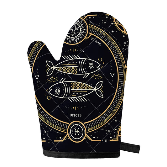 Vintage Pisces Zodiac Sign Print Single Oven Mitt