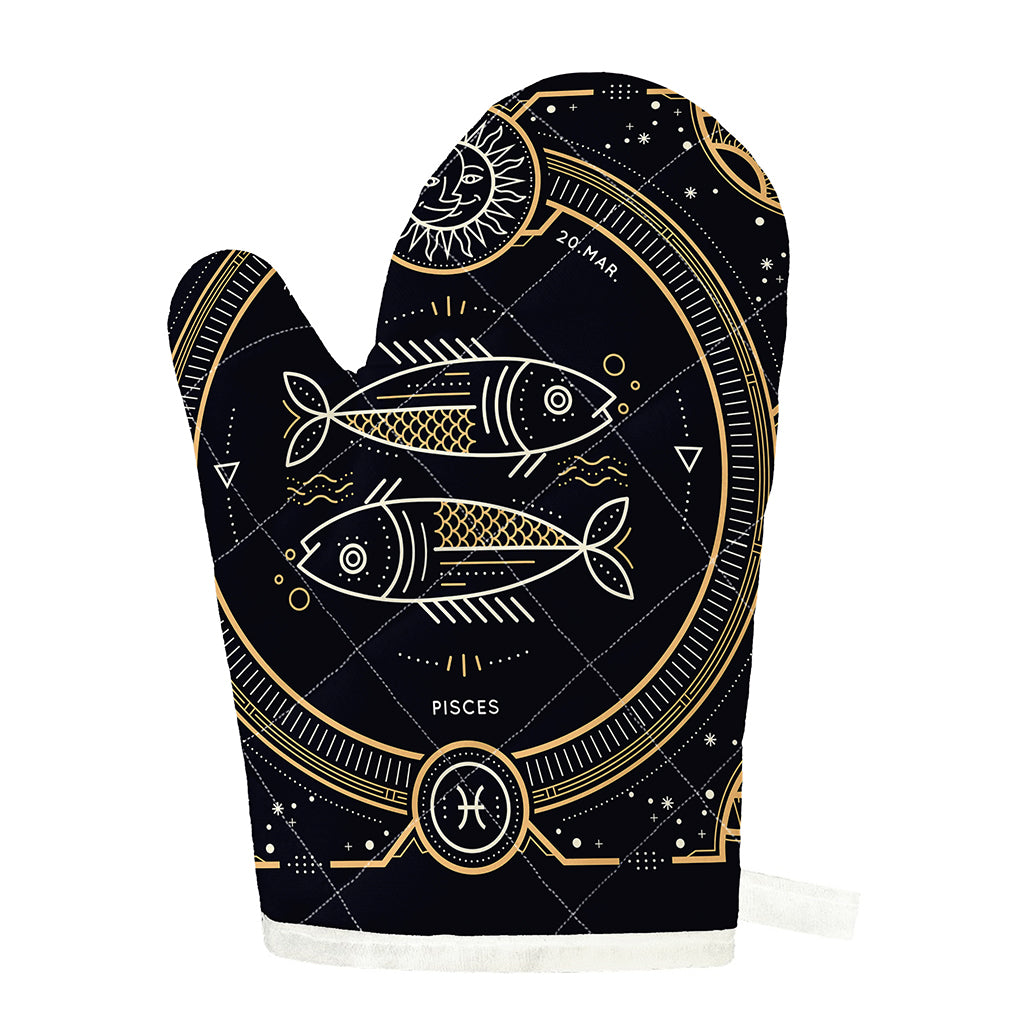 Vintage Pisces Zodiac Sign Print Single Oven Mitt