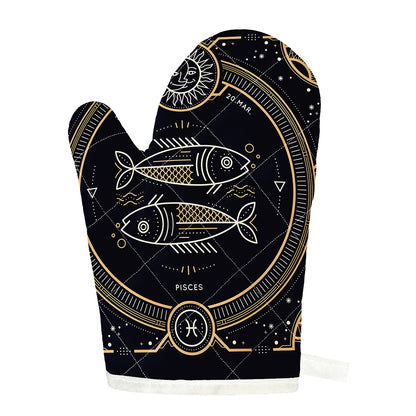 Vintage Pisces Zodiac Sign Print Single Oven Mitt