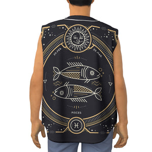 Vintage Pisces Zodiac Sign Print Sleeveless Baseball Jersey