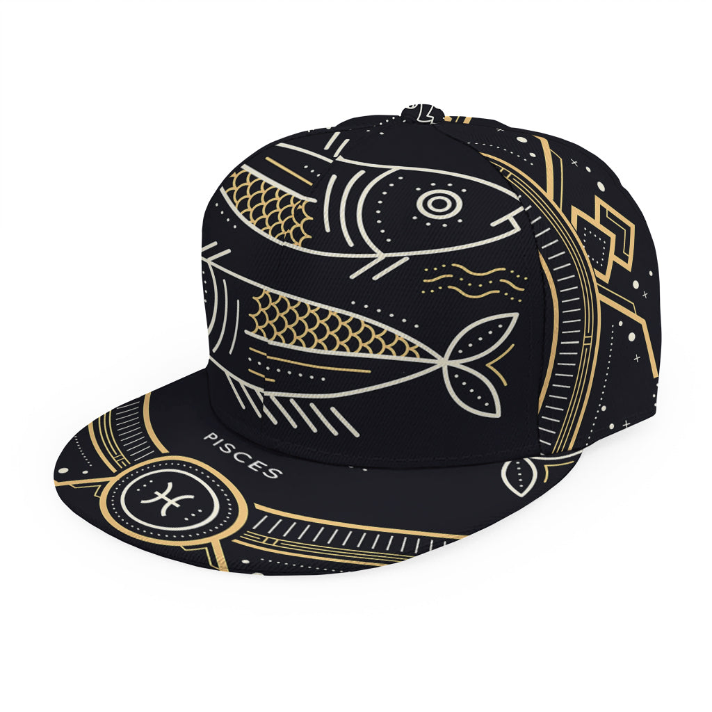 Vintage Pisces Zodiac Sign Print Snapback Cap