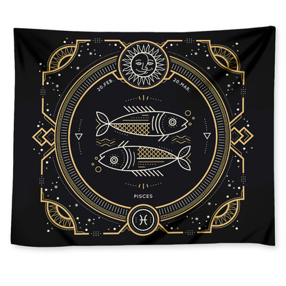 Vintage Pisces Zodiac Sign Print Tapestry