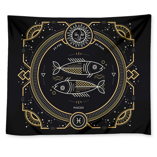 Vintage Pisces Zodiac Sign Print Tapestry