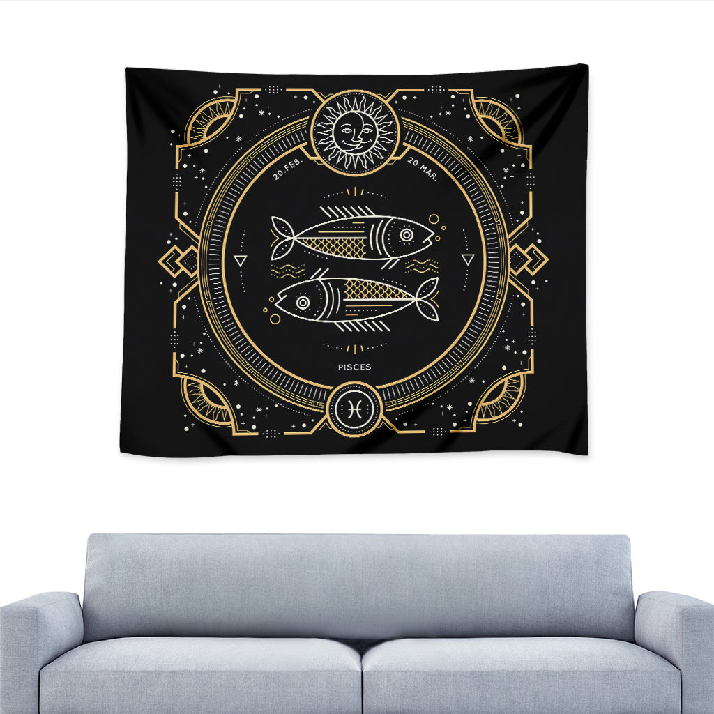 Vintage Pisces Zodiac Sign Print Tapestry