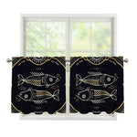 Vintage Pisces Zodiac Sign Print Tier Curtains