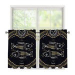 Vintage Pisces Zodiac Sign Print Tier Curtains
