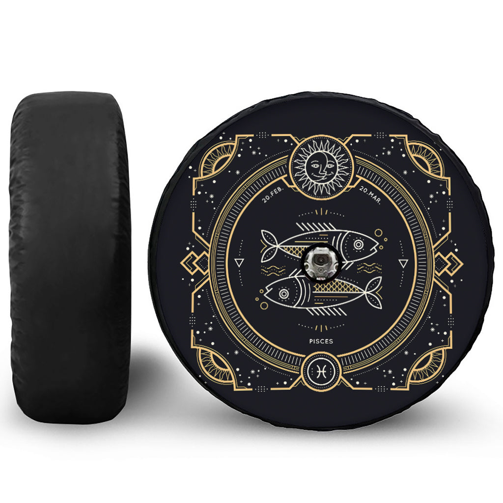 Vintage Pisces Zodiac Sign Print Tire Cover With Camera Hole