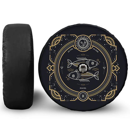 Vintage Pisces Zodiac Sign Print Tire Cover With Camera Hole