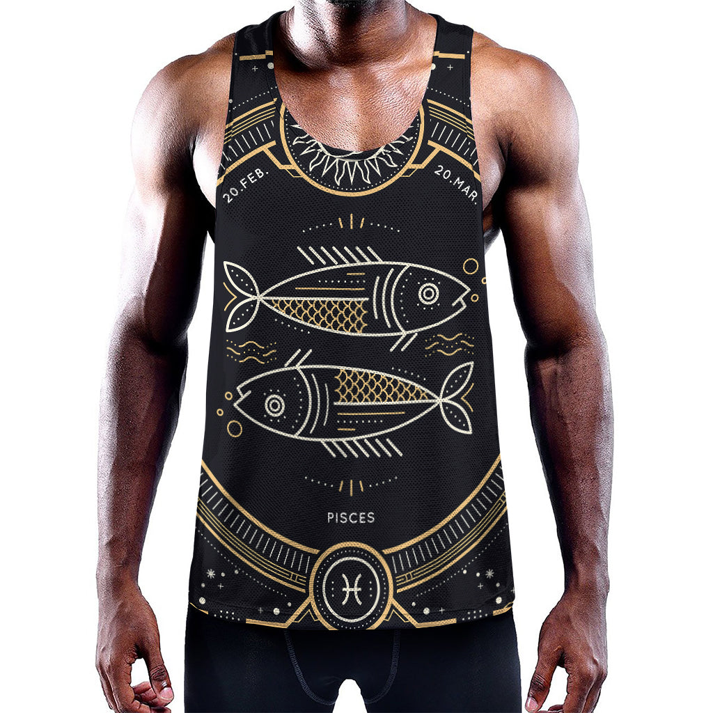 Vintage Pisces Zodiac Sign Print Training Tank Top