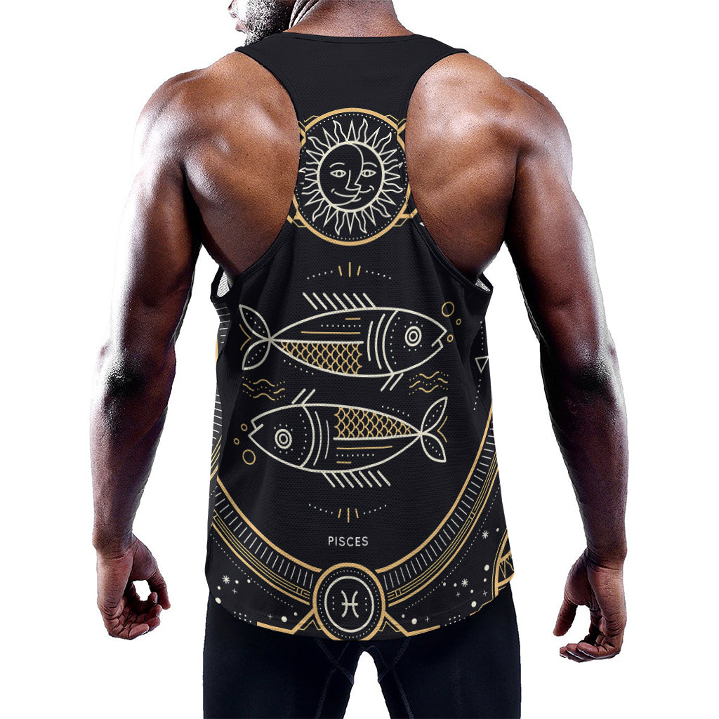 Vintage Pisces Zodiac Sign Print Training Tank Top