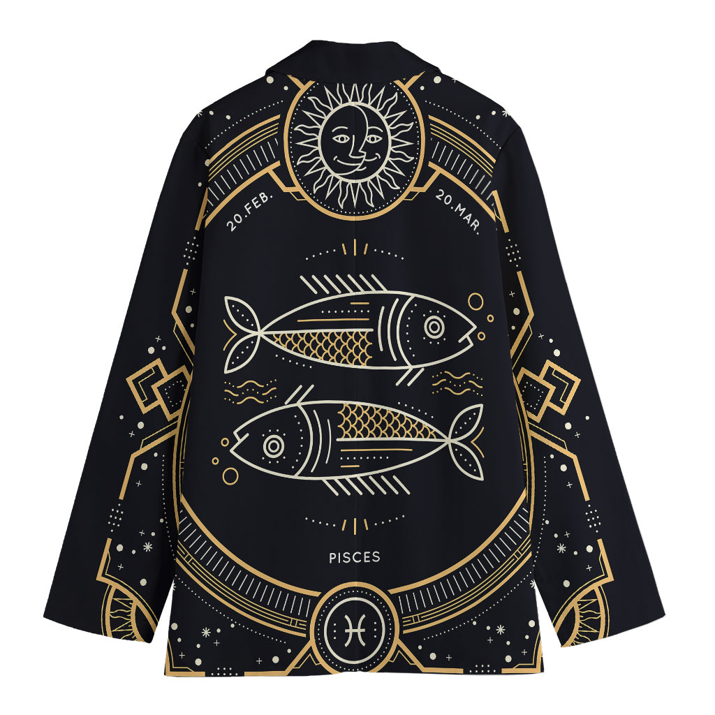 Vintage Pisces Zodiac Sign Print Women's Blazer