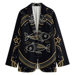 Vintage Pisces Zodiac Sign Print Women's Cotton Blazer