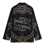 Vintage Pisces Zodiac Sign Print Women's Cotton Blazer