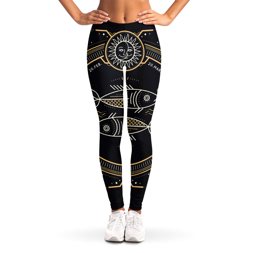 Vintage Pisces Zodiac Sign Print Women's Leggings